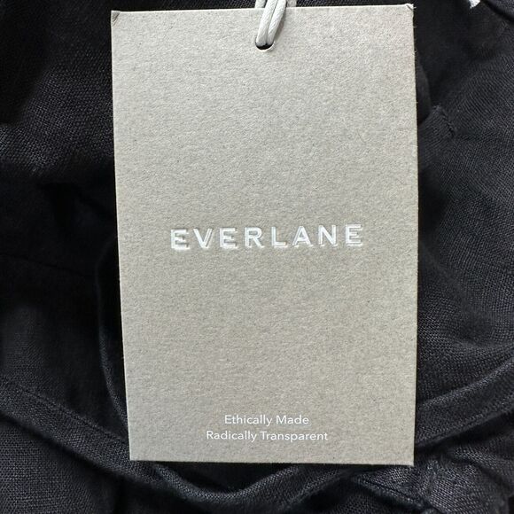 Everlane 100% Linen Shoestring Jumpsuit Black Women Small NWT Lagenlook Pockets - Picture 3 of 15